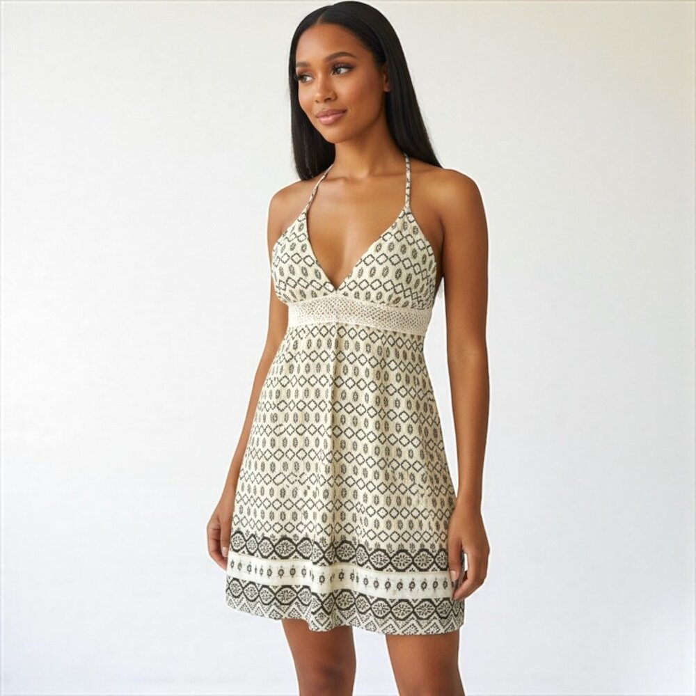 Beige Short Boho Casual Dress